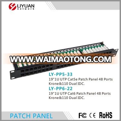 PP5-33 48 port 1u Cat 5e 19" RJ45 90 right angle patch panel