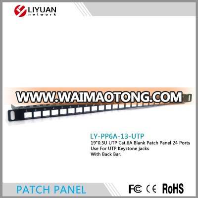 LY-PP6A-13-utp 19'' STP/UTP shield RJ45 24ports 90 or 180 degree 1U Cat.6A blank Patch Panel